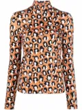La DoubleJ face-animal print turtleneck top - Orange