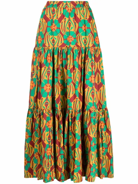 La DoubleJ — Big graphic-print tiered skirt