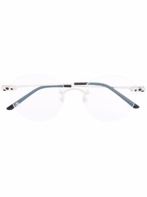 Cartier Eyewear Geometric-Frame Logo-Plaque Sunglasses