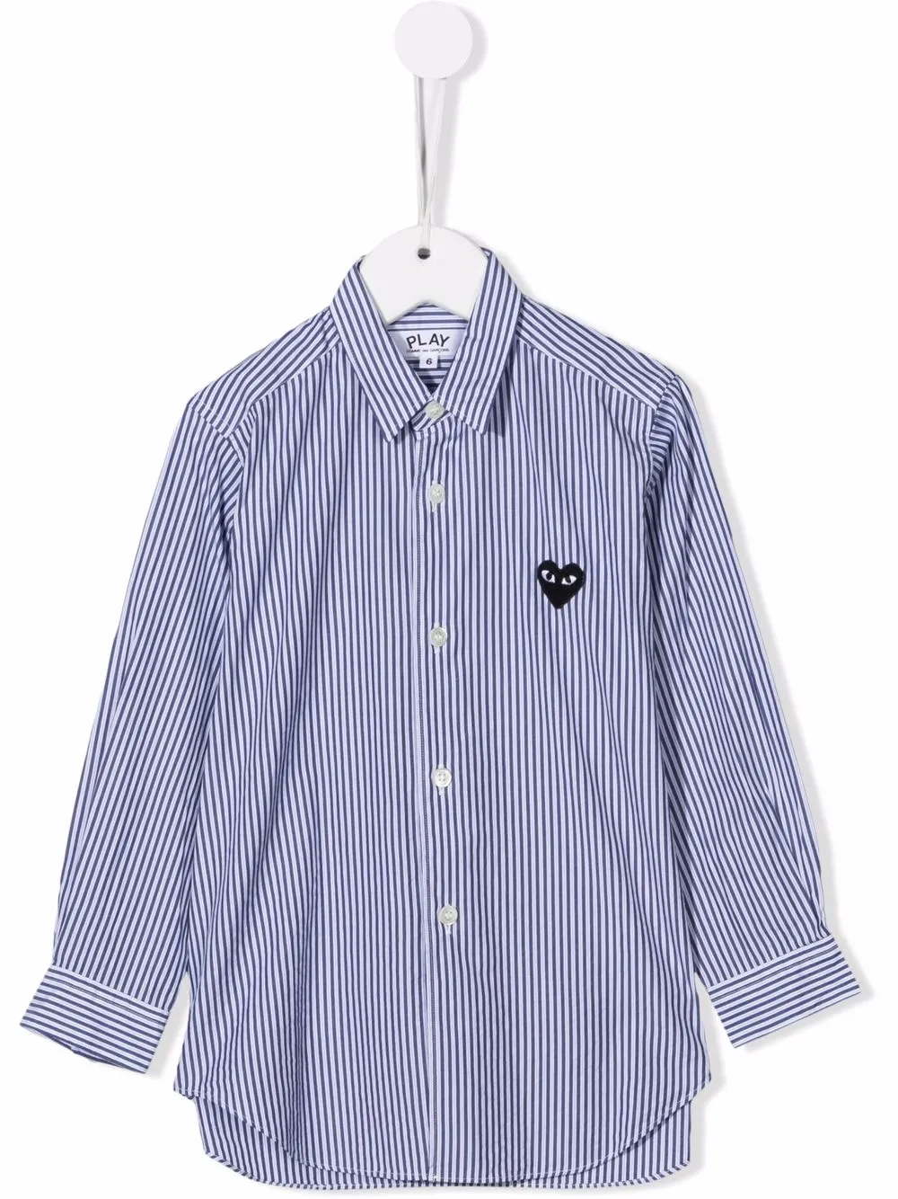 

Comme Des Garçons Play Kids camisa a rayas con parche del logo - Azul
