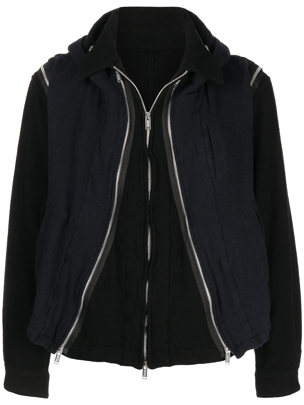 zipped panels hooded jacket