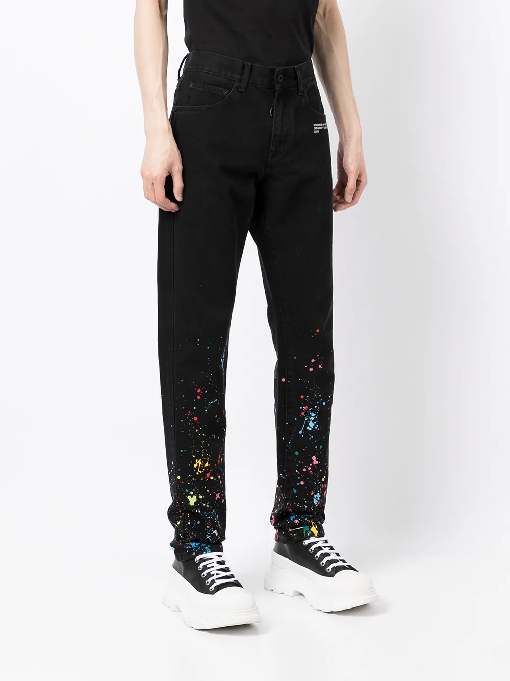 фото Off-white узкие джинсы splatter из коллаборации с marais