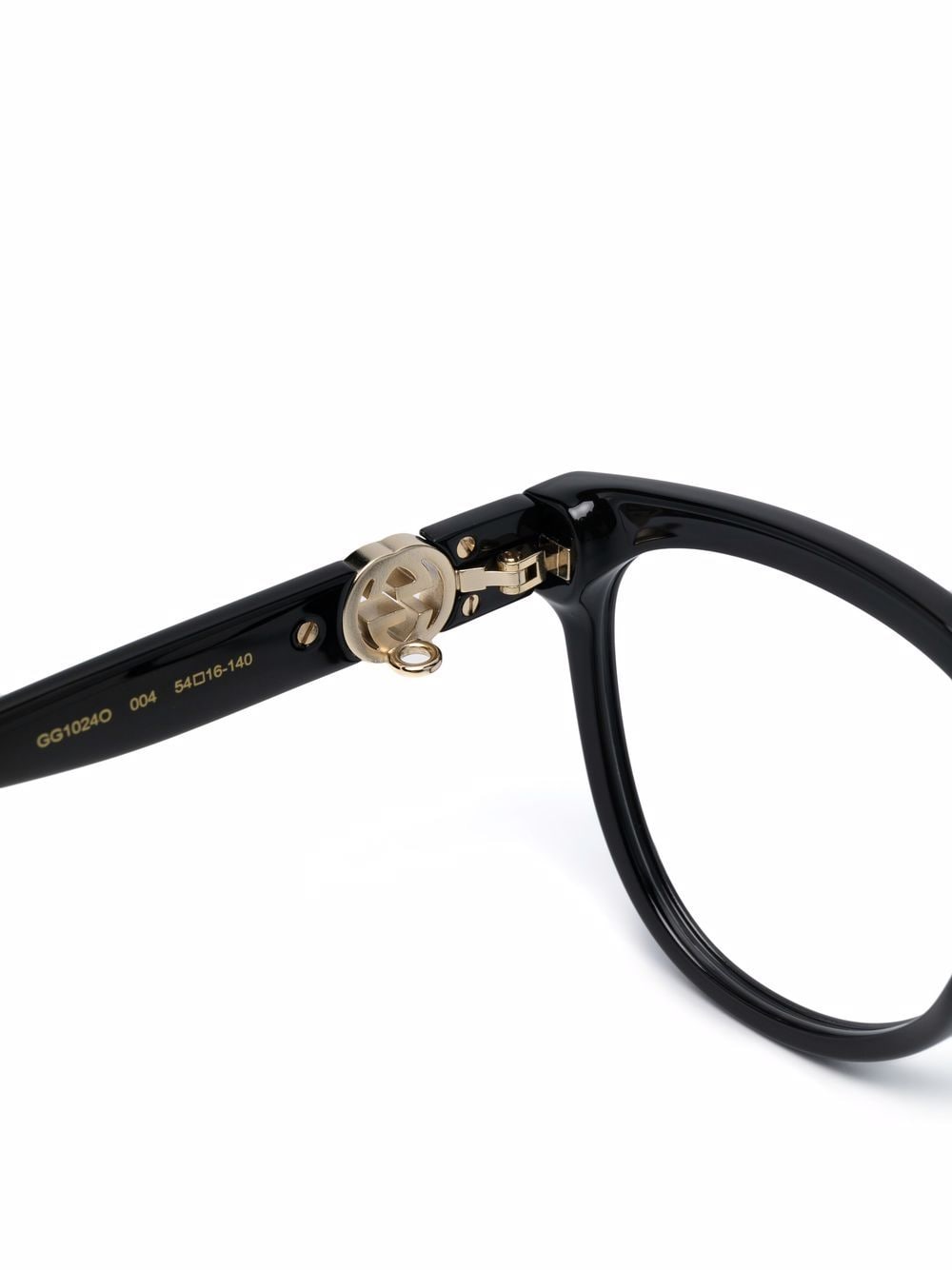 gucci eyewear logo-plaque round-frame glasses - black