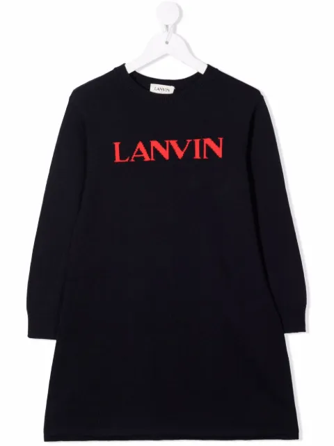 LANVIN KIDS فستان بأكمام طويلة وشعار الماركة