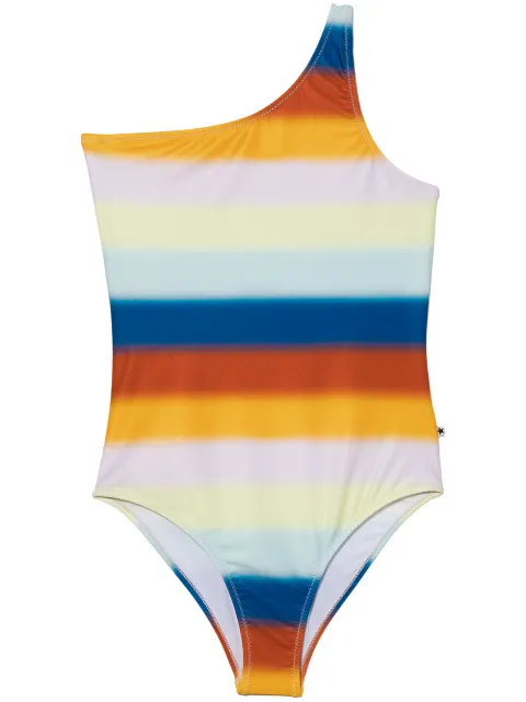 Molo TEEN striped-print one-shoulder swimsuit