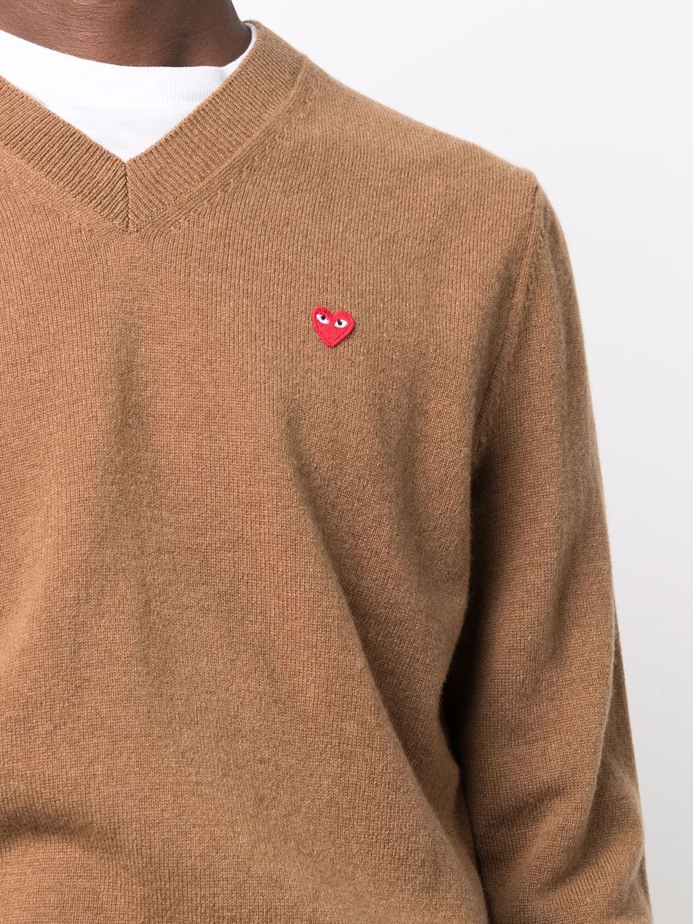 Shop Comme Des Garçons Play Logo-patch Wool Jumper In Braun