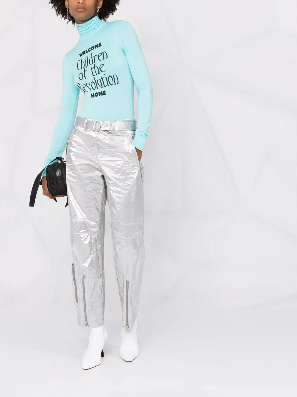 фото Helmut lang брюки astro foil с поясом