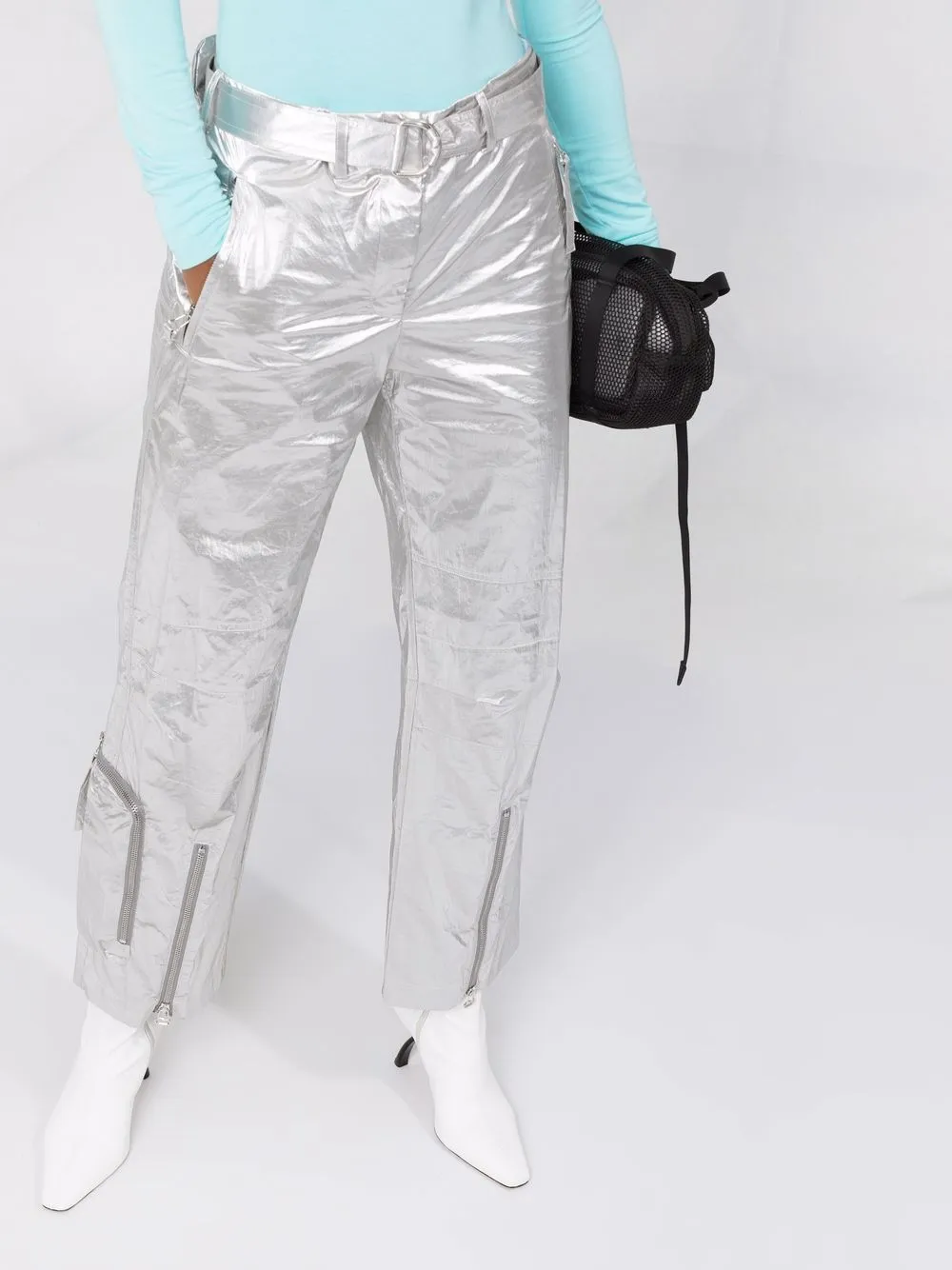 фото Helmut lang брюки astro foil с поясом
