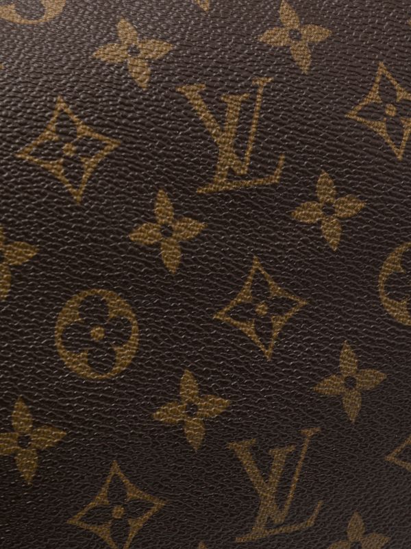 Louis Vuitton - Brown & Beige Leather Monogram Print Rectangle