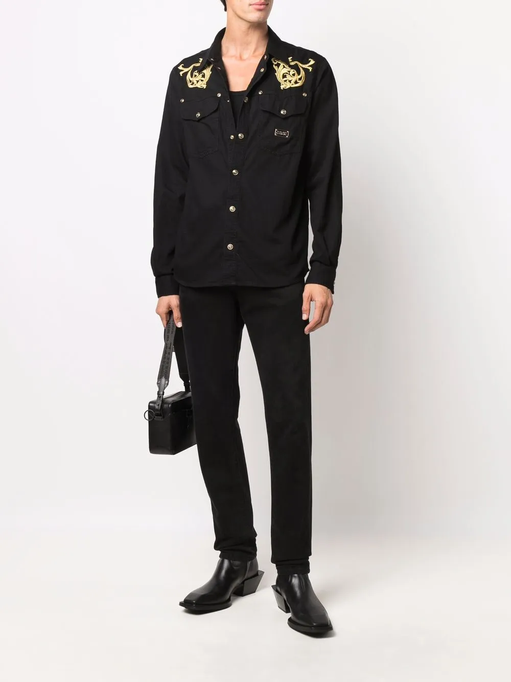 фото Versace jeans couture рубашка с длинными рукавами и узором