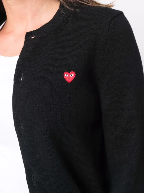 Comme Des Garçons Play logo-patch fine-knit Cardigan | Black