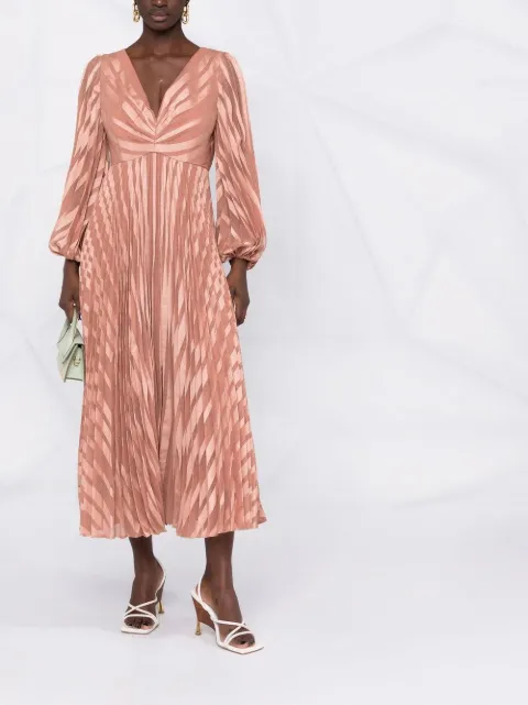 sunburst fan faux wrap dress