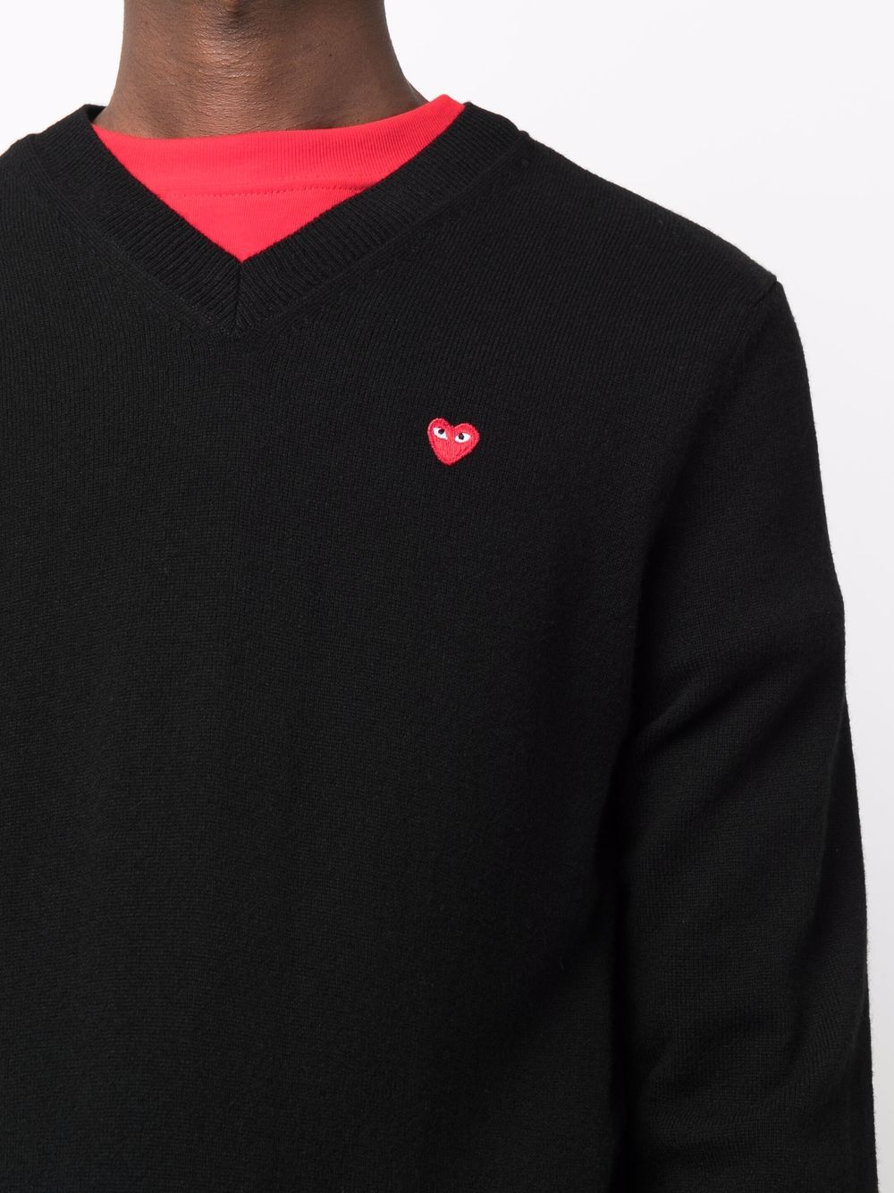 Shop Comme Des Garçons Play Logo-patch Wool Jumper In Black