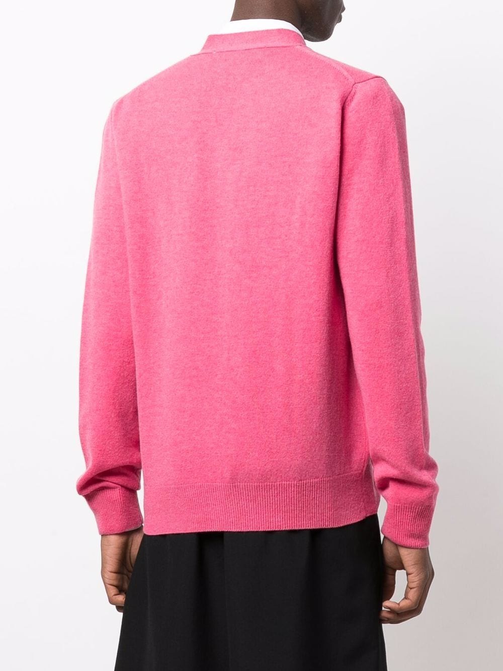 Shop Comme Des Garçons Play Fine-knit Wool Cardigan In Rosa