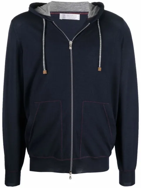 Brunello Cucinelli zip-up knitted hoodie