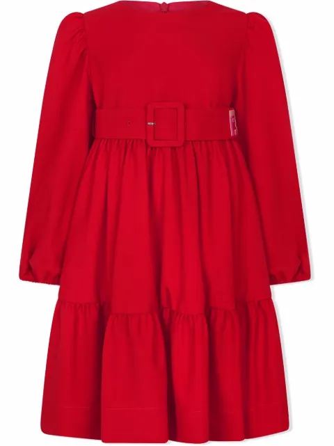 Fendi Kids belted long-sleeved maxi dress