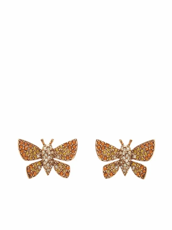 gold crystal butterfly stud earrings 