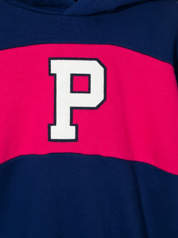 POLO RALPH LAUREN KIDS logo-print colour-block Hoodie Blue