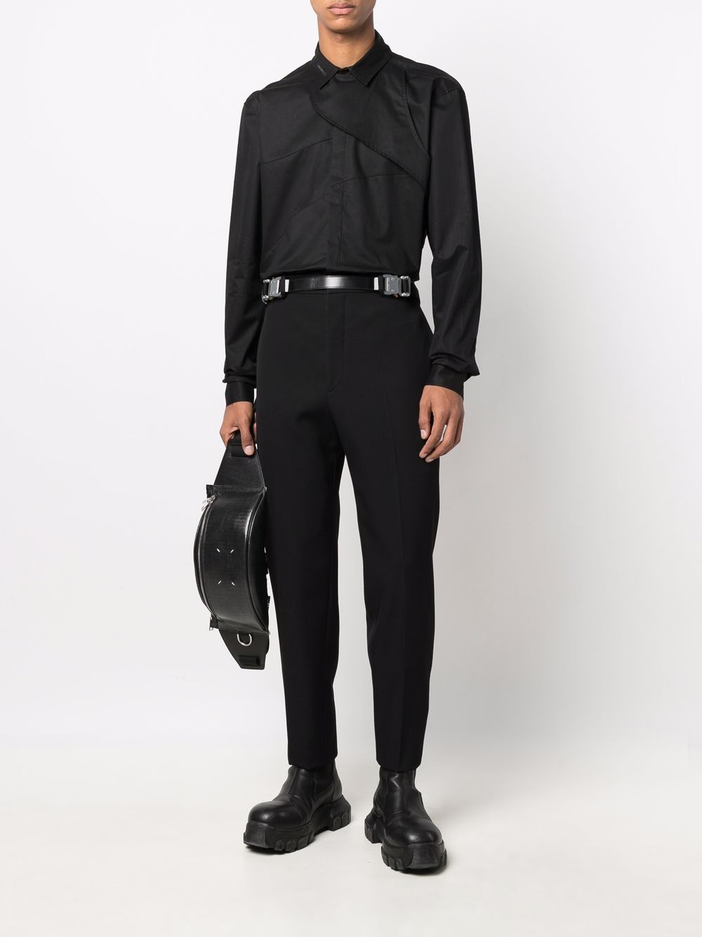 HELIOT EMIL black layered panelled shirt for men | M05019C01BLK01 at ...