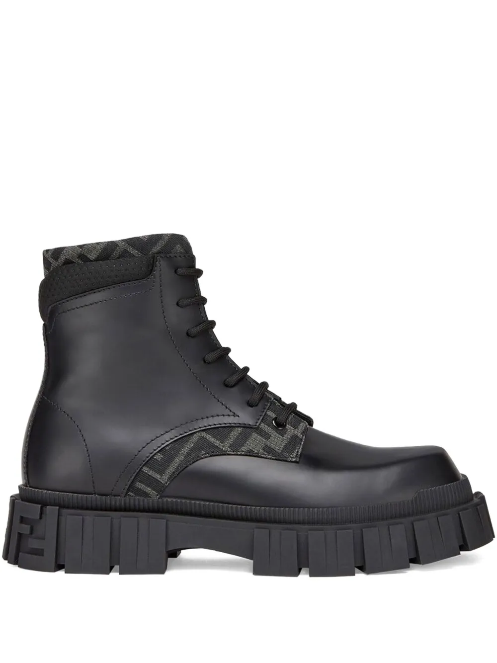 FENDI monogram pattern lace-up boots | Black | Image 1