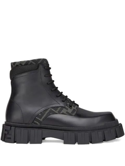 FENDI monogram pattern lace-up boots