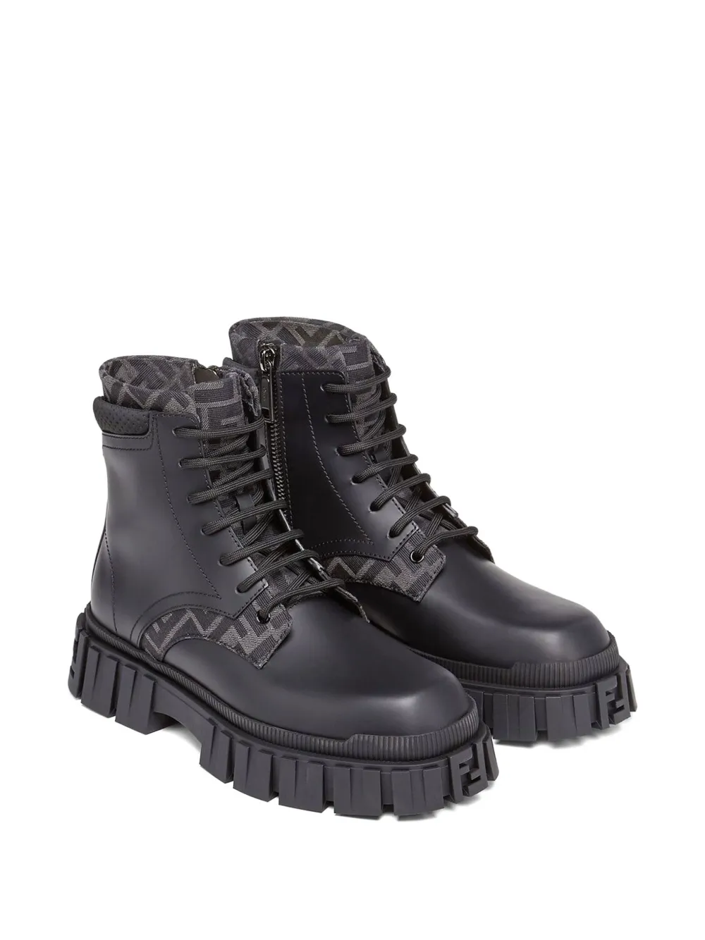 FENDI monogram pattern lace-up boots | Biker Boots | Image 2