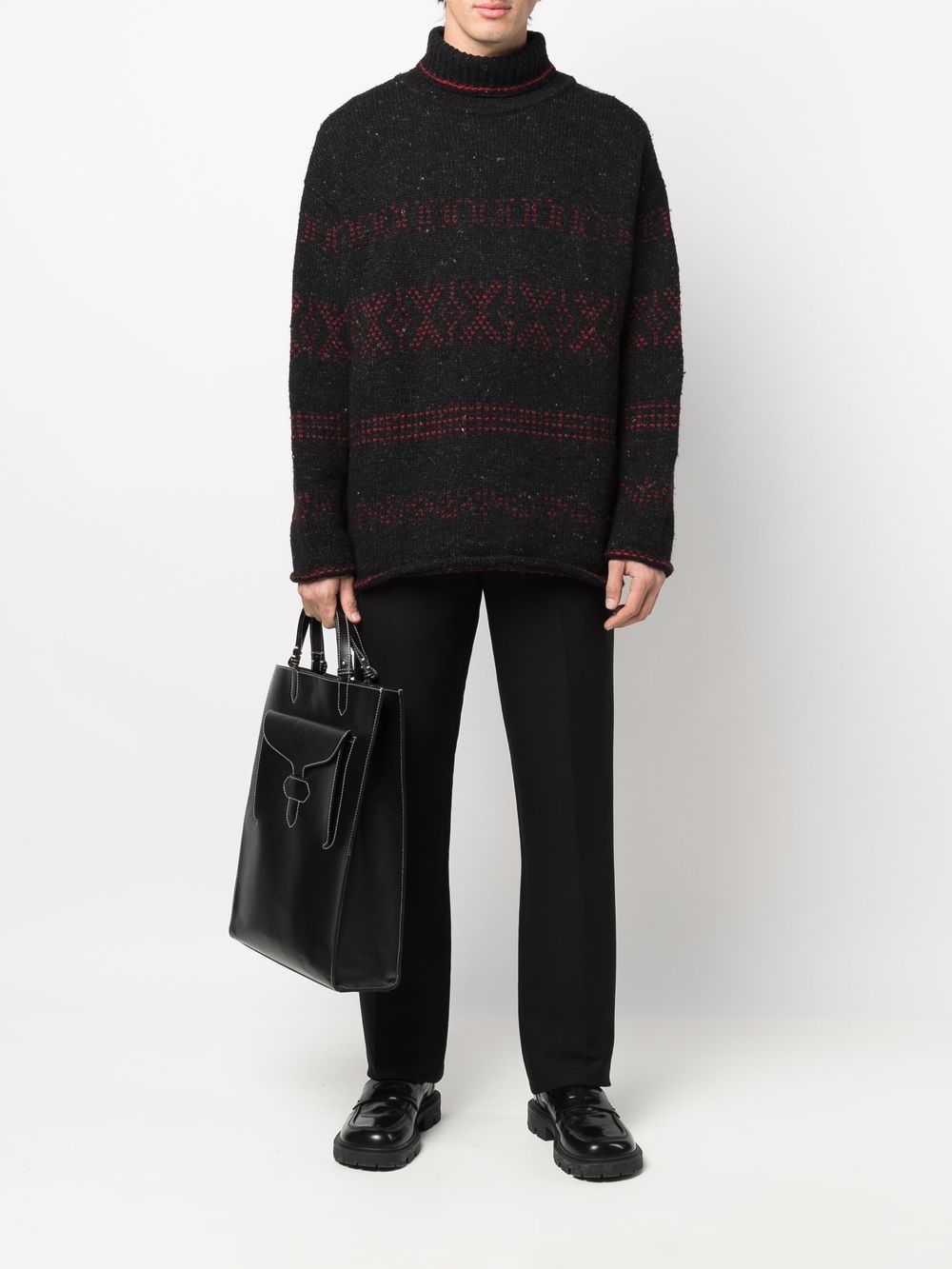 фото Dries van noten pre-owned 1990s intarsia-knit roll-neck jumper