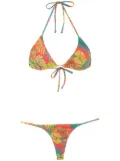 Amir Slama palm leaf print bikini - Red