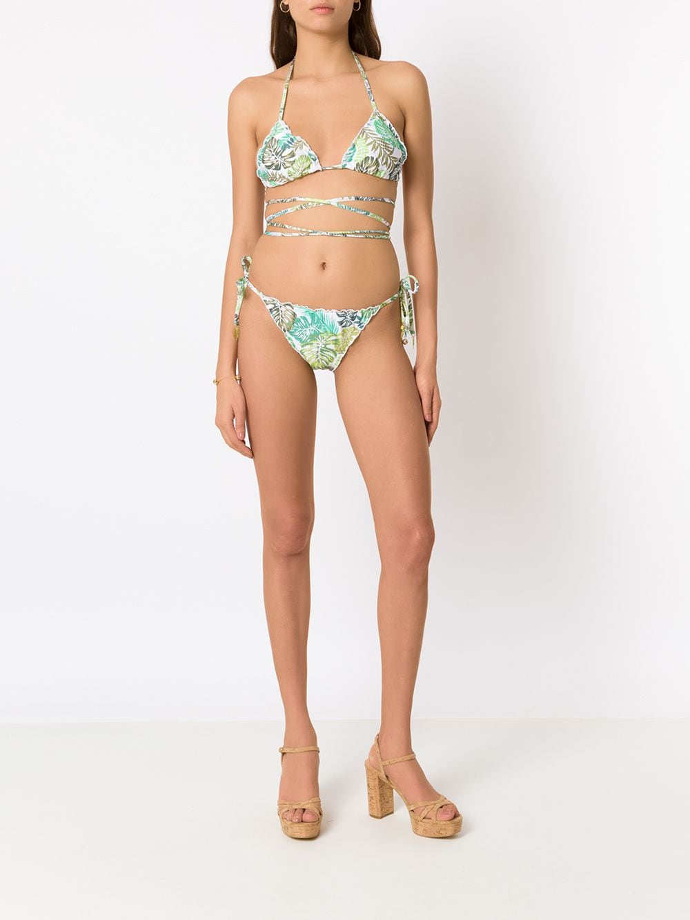 Amir Slama Bikini met palmbladprint - Groen