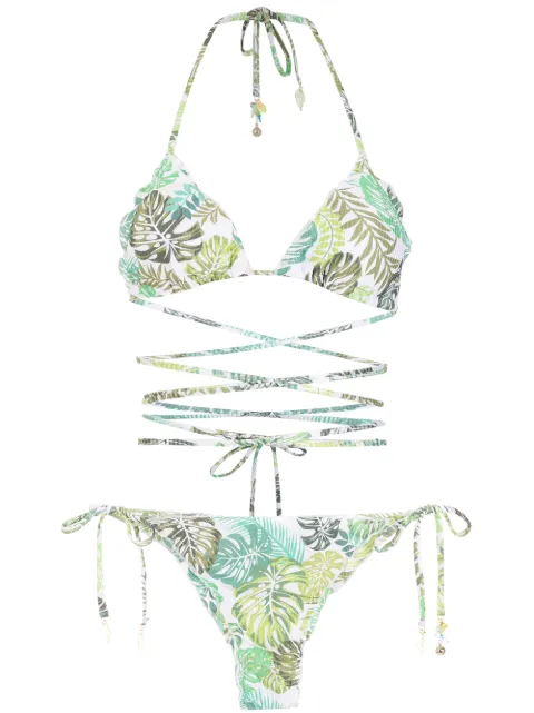 Amir Slama bikini con estampado de hojas