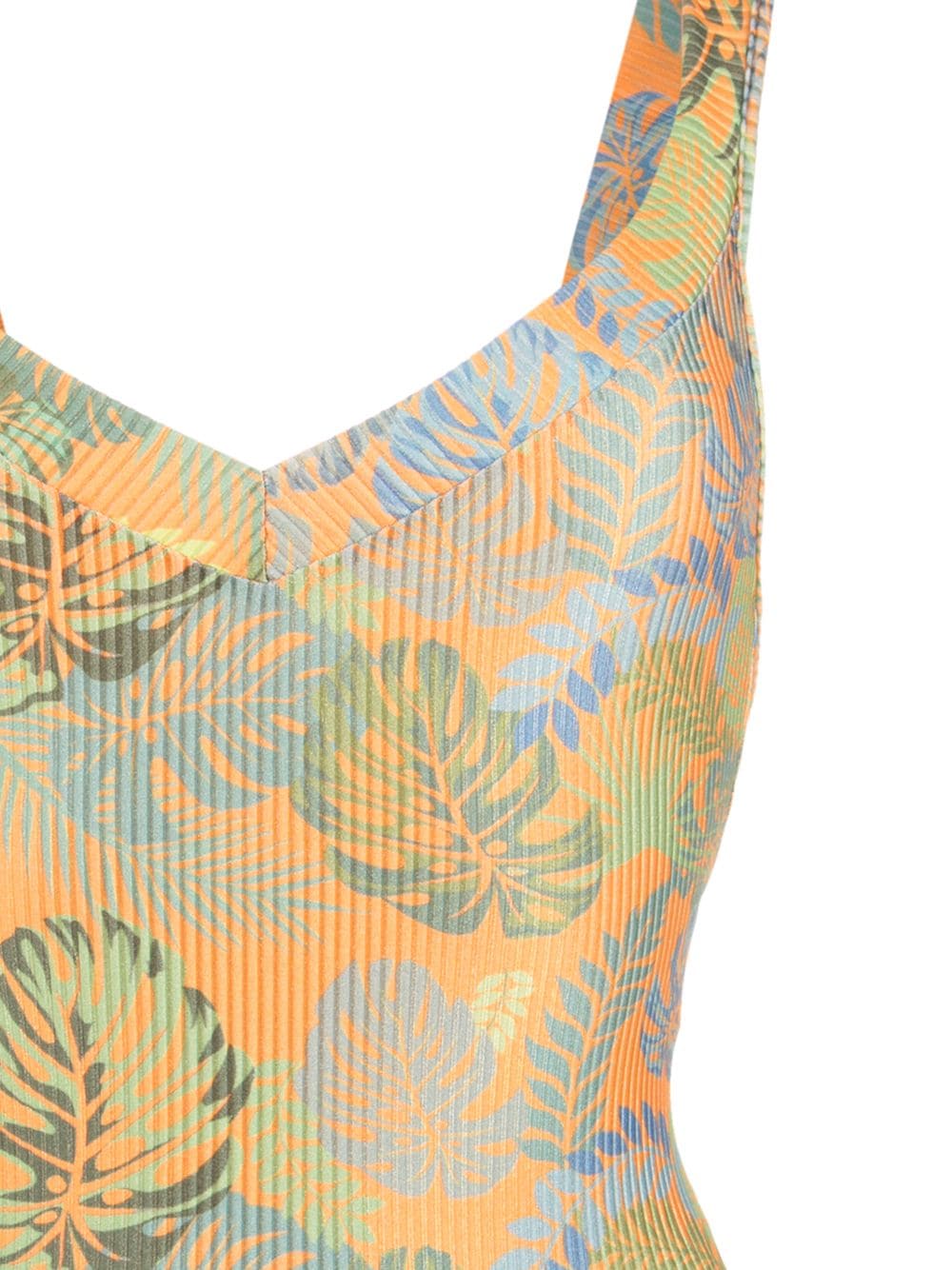 Shop Amir Slama Palm Leaf Print Swimsuit In Orange