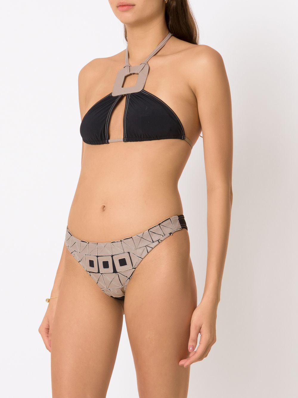 Shop Amir Slama Geometric-embellished Bikini In Black