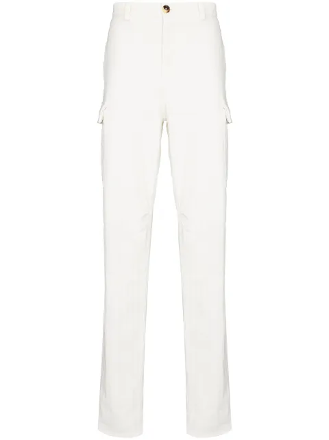 Brunello Cucinelli Brunello Cucinelli Mens White Subtle Striped Detail Cargo Trouser Pant