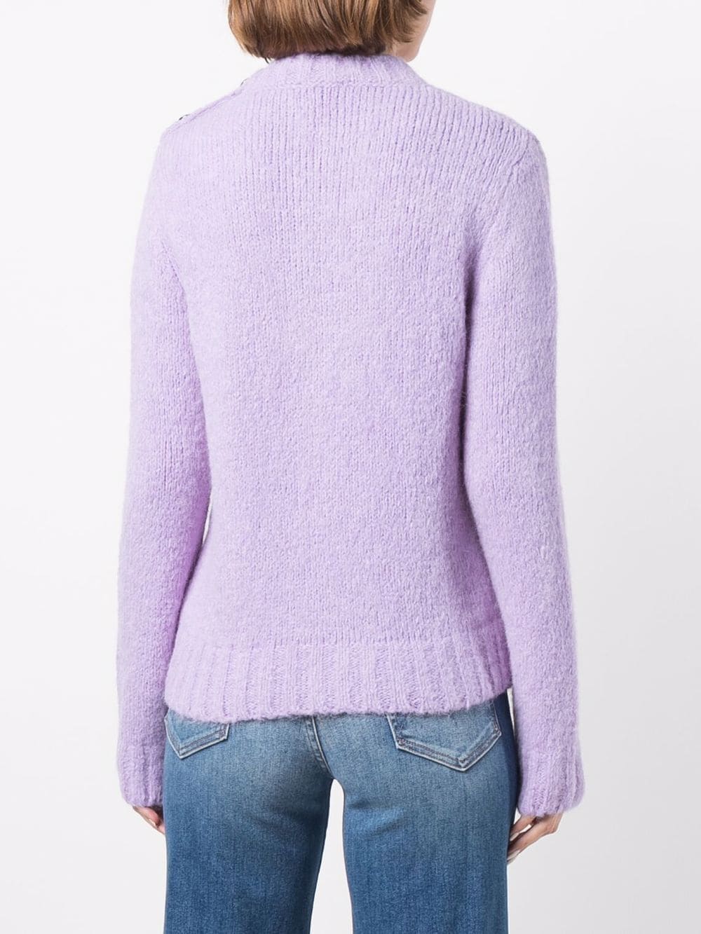 Shop Apc Side-button Knitted Jumper In Purple