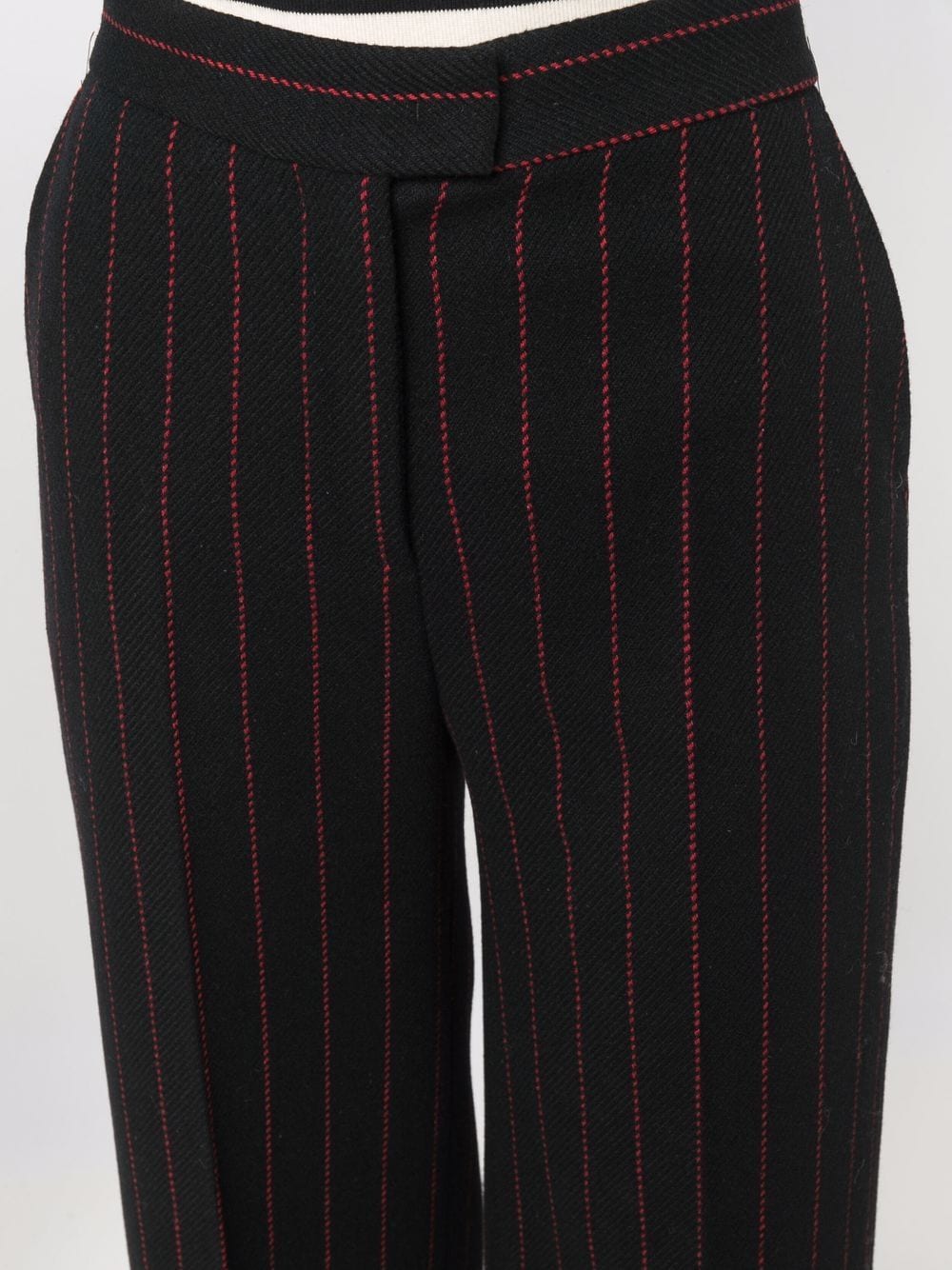 Shop Alberto Biani Striped Straight-leg Trousers In Black