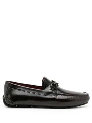Ferragamo Gancini Leather Loafers | Black | FARFETCH RO