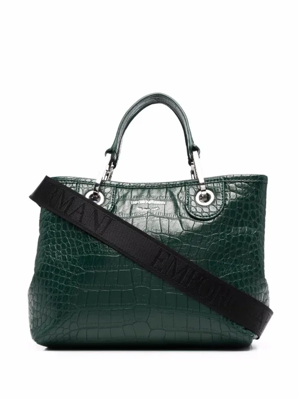 croc effect tote bag