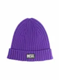 Diesel Kids logo patch beanie - Purple