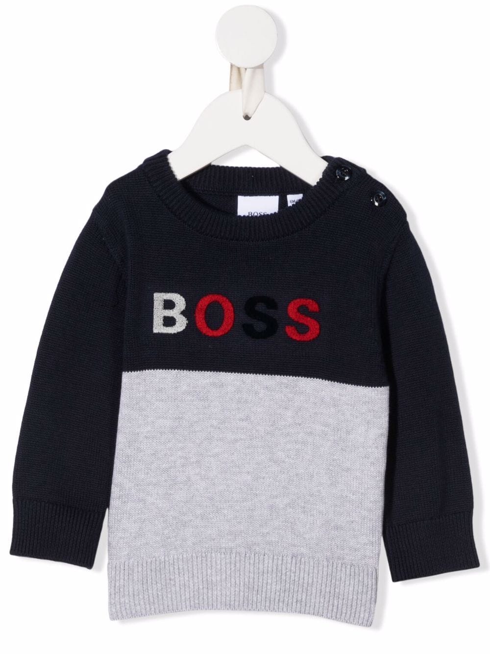 

BOSS Kidswear suéter con logo bordado - Gris