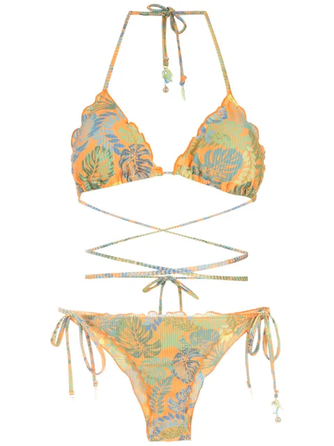 Amir Slama palm leaf print triangle bikini