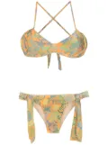 Amir Slama palm leaf print bikini - Orange