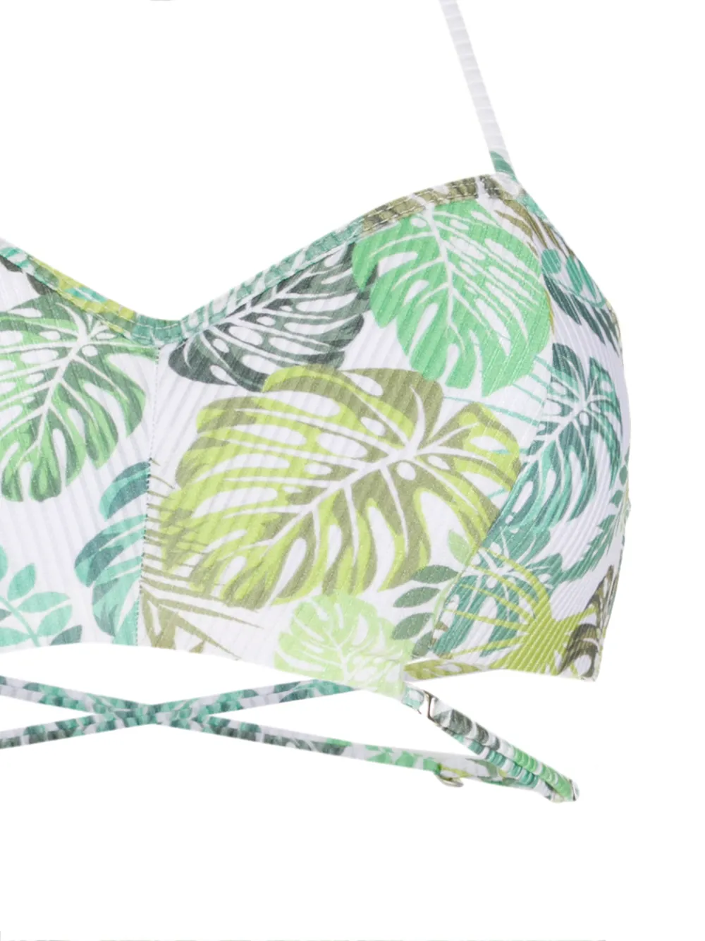 Shop Amir Slama Palm Leaf Print High-rise Bikini In Green