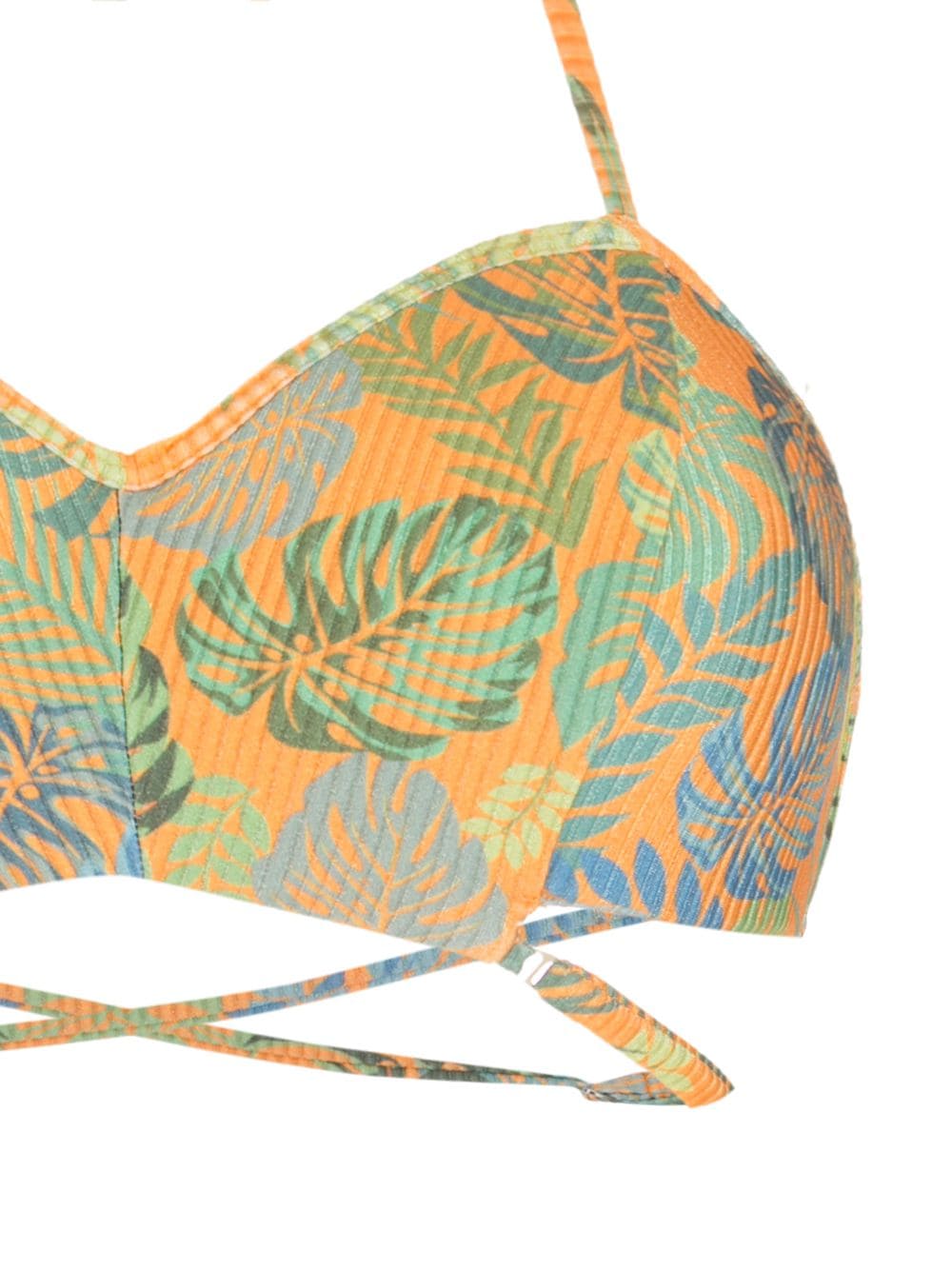 Shop Amir Slama Palm Leaf Print High-rise Bikini In Orange