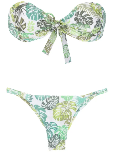 Amir Slama palm leaf print bandeau bikini