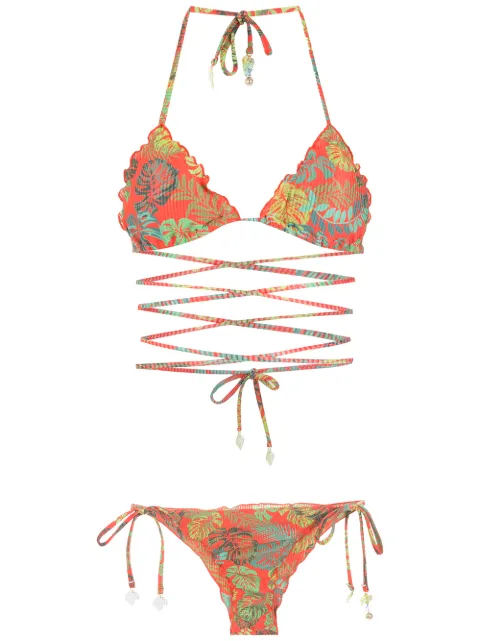Amir Slama bikini con estampado de hojas