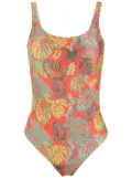 Amir Slama palm leaf print swimsuit - Red