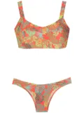 Amir Slama palm leaf print bikini - Red