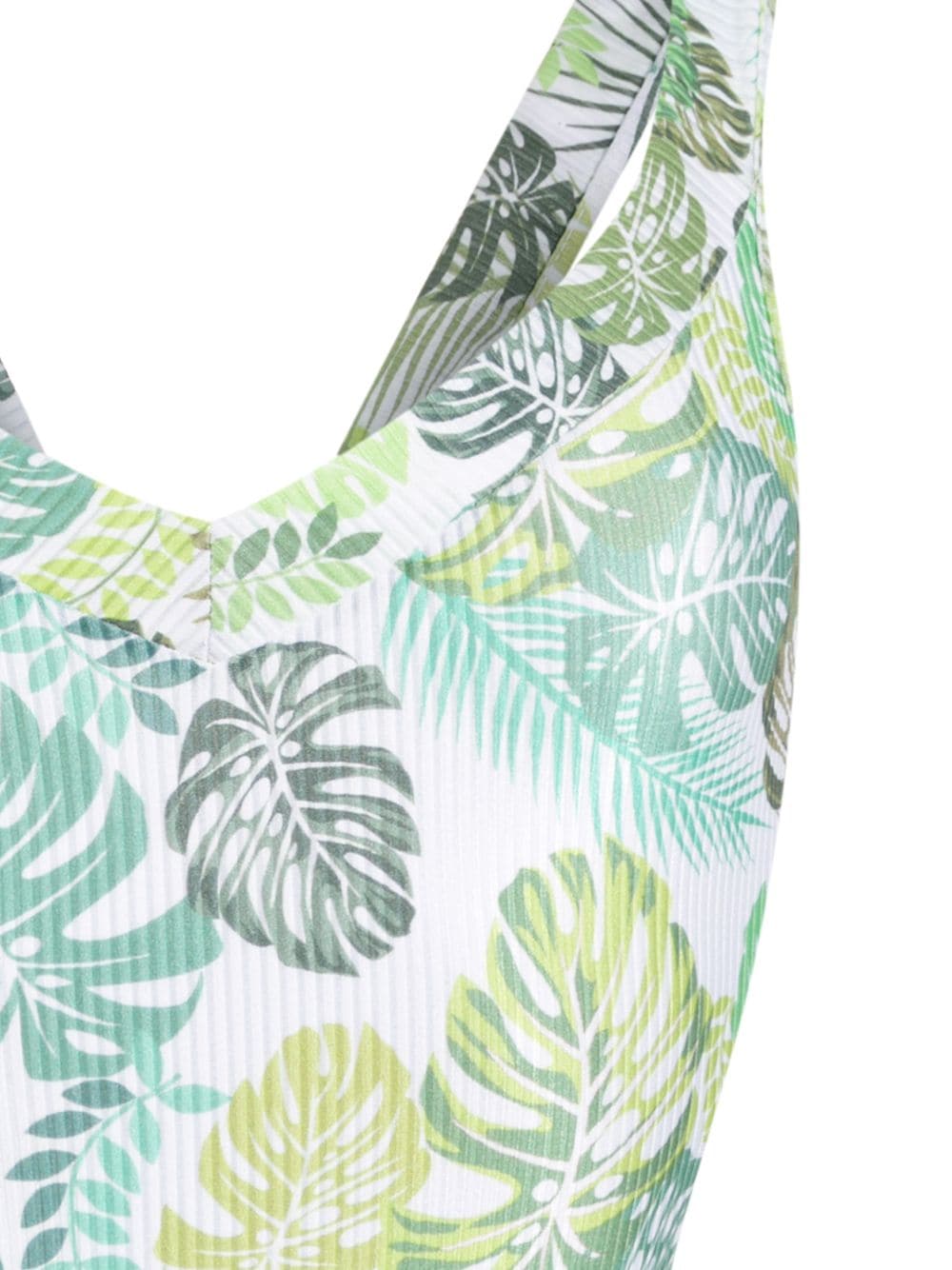 Shop Amir Slama Palm Leaf Print Swimsuit In Green