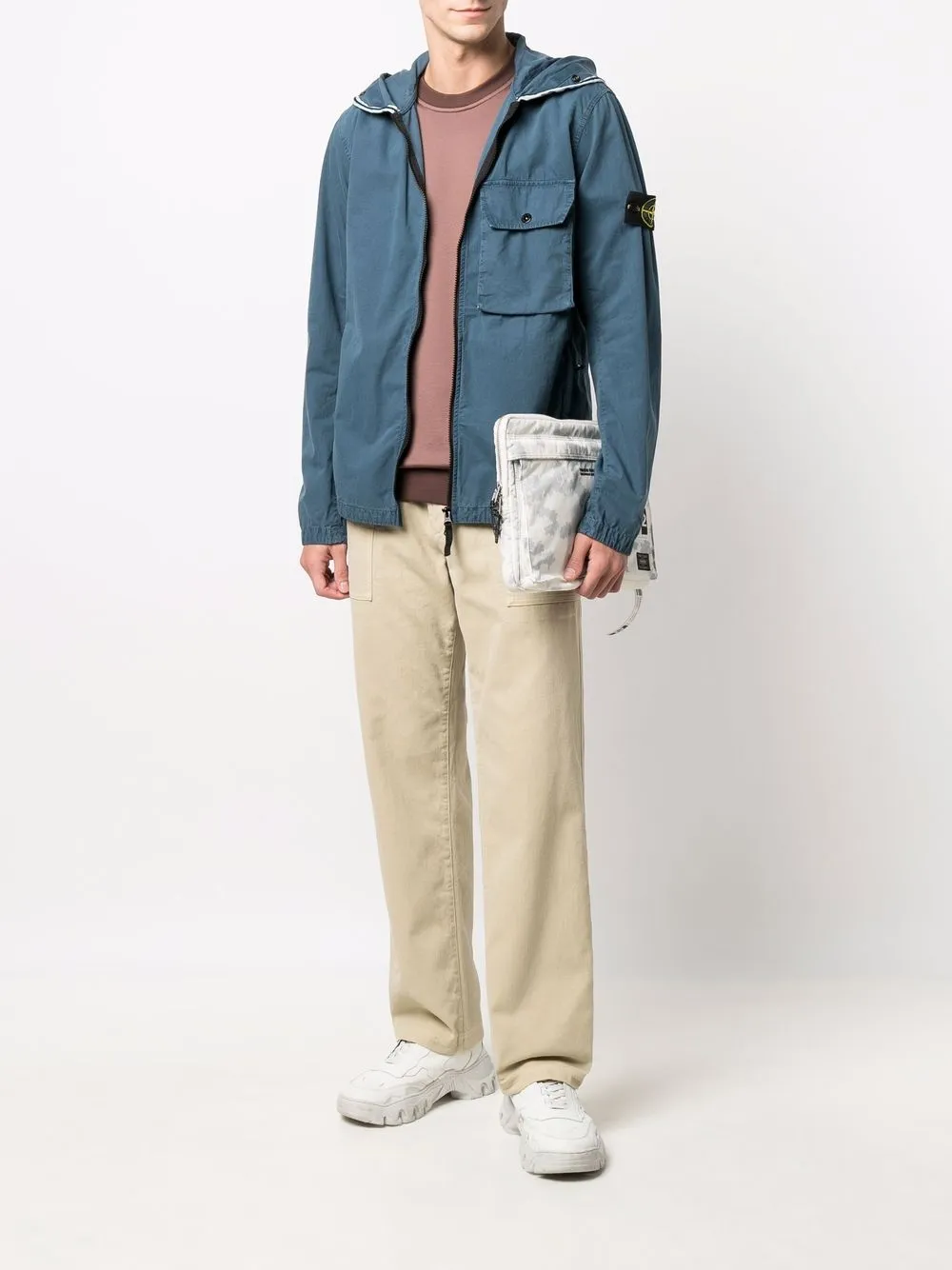 фото Stone island куртка с нашивкой-логотипом compass и капюшоном