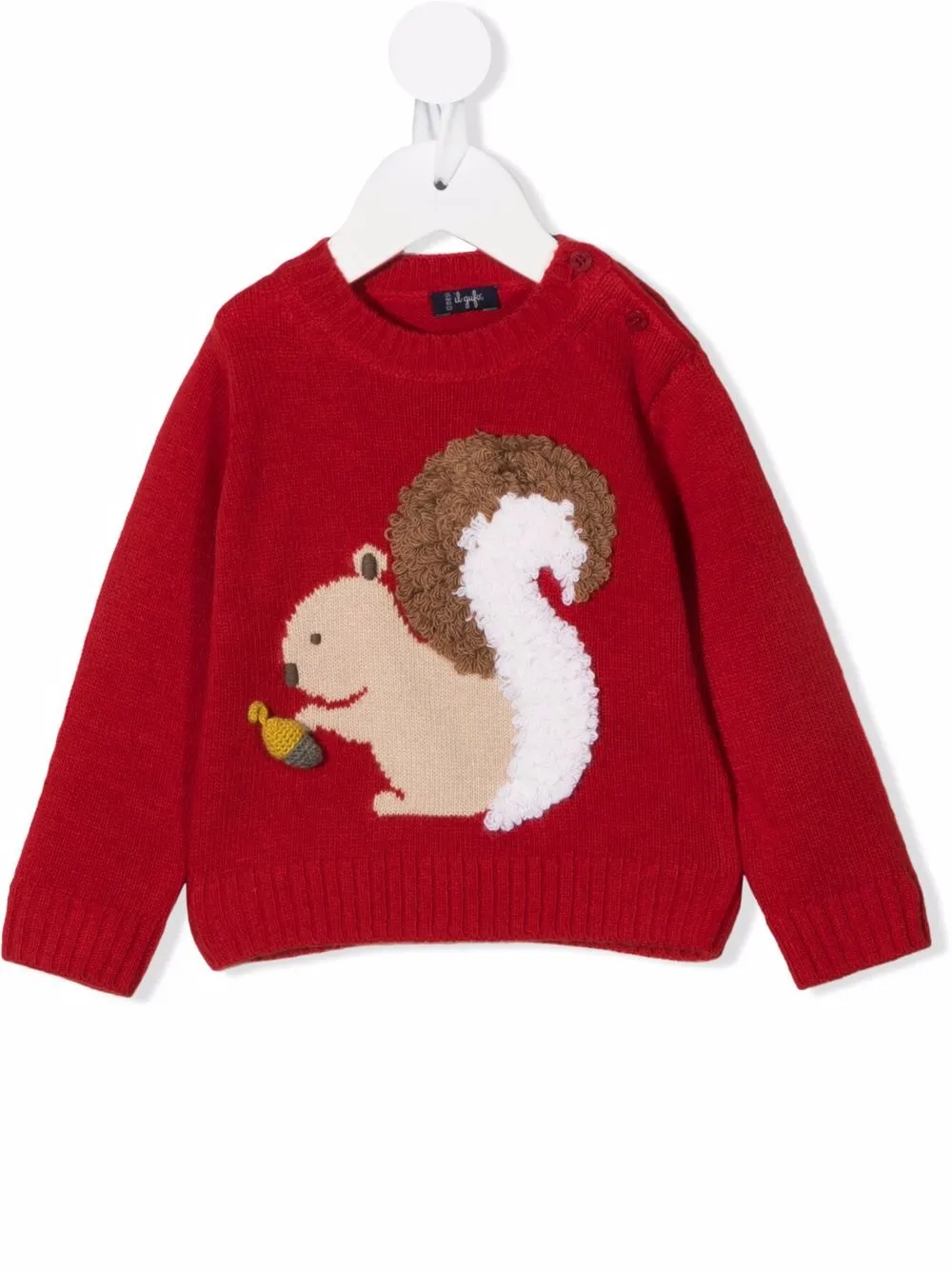 

Il Gufo Squirrel-embroidered knitted jumper